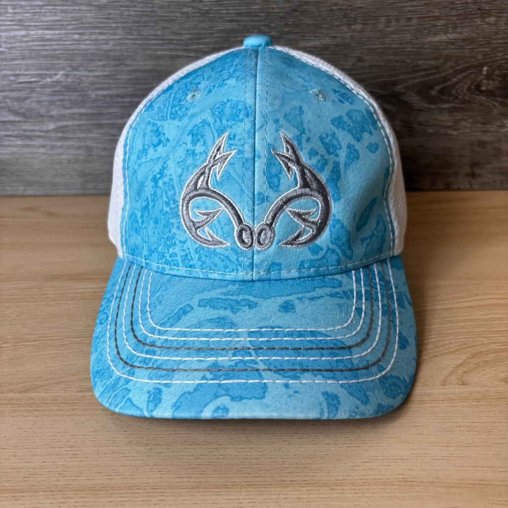 Realtree Fishing Hat Cap Snap Back Blue Gray Camo Performance Adjustable